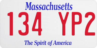 MA license plate 134YP2
