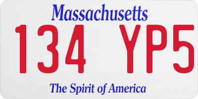 MA license plate 134YP5