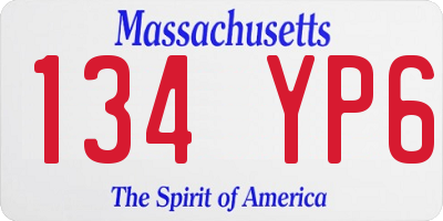 MA license plate 134YP6