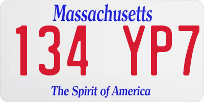 MA license plate 134YP7