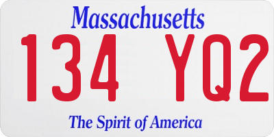MA license plate 134YQ2