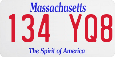 MA license plate 134YQ8