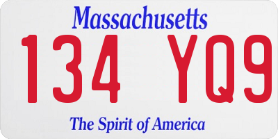 MA license plate 134YQ9