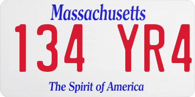 MA license plate 134YR4