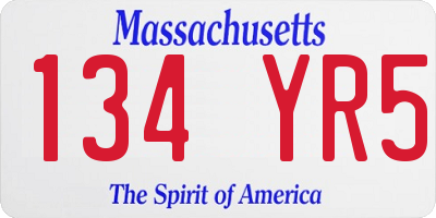 MA license plate 134YR5