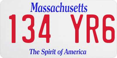 MA license plate 134YR6
