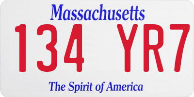 MA license plate 134YR7