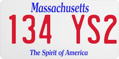 MA license plate 134YS2
