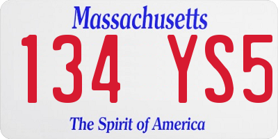 MA license plate 134YS5