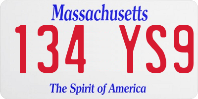 MA license plate 134YS9