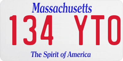 MA license plate 134YT0
