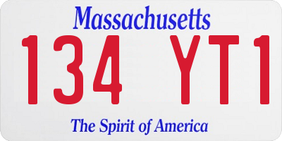 MA license plate 134YT1