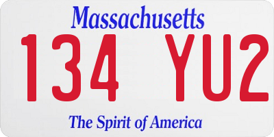 MA license plate 134YU2