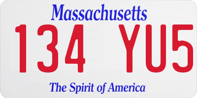 MA license plate 134YU5