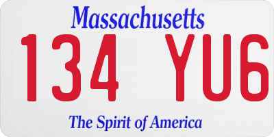 MA license plate 134YU6