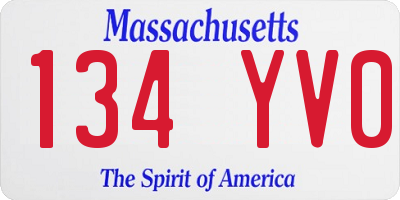 MA license plate 134YV0