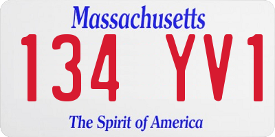 MA license plate 134YV1
