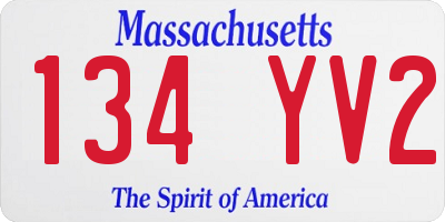 MA license plate 134YV2