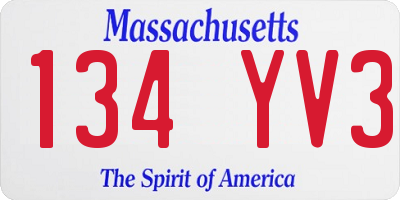 MA license plate 134YV3