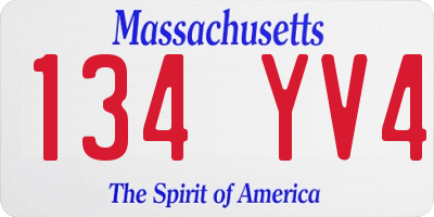 MA license plate 134YV4