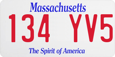 MA license plate 134YV5
