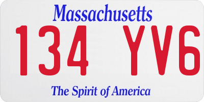 MA license plate 134YV6