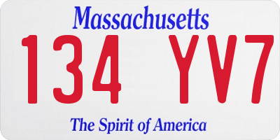 MA license plate 134YV7