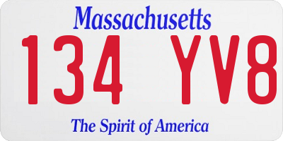 MA license plate 134YV8