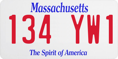 MA license plate 134YW1
