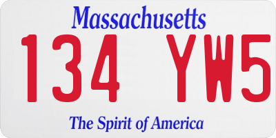 MA license plate 134YW5