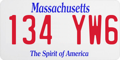 MA license plate 134YW6