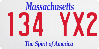 MA license plate 134YX2