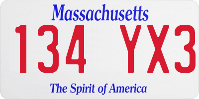 MA license plate 134YX3