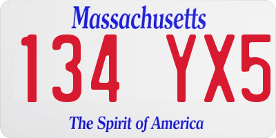 MA license plate 134YX5