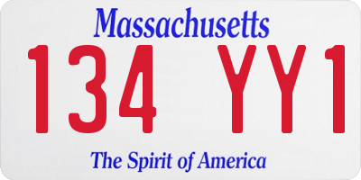 MA license plate 134YY1
