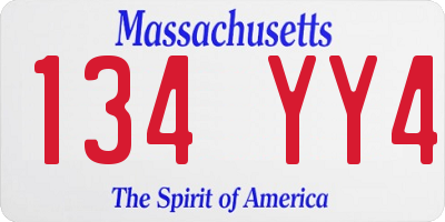 MA license plate 134YY4