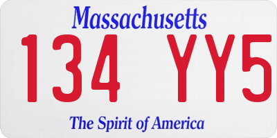 MA license plate 134YY5