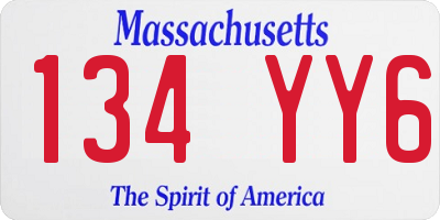MA license plate 134YY6