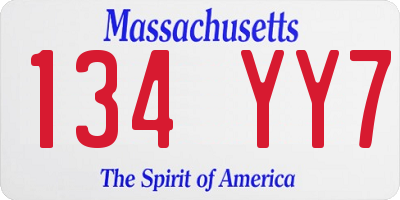 MA license plate 134YY7