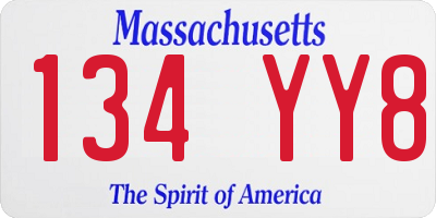 MA license plate 134YY8