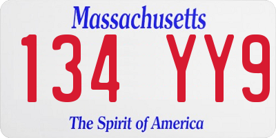 MA license plate 134YY9
