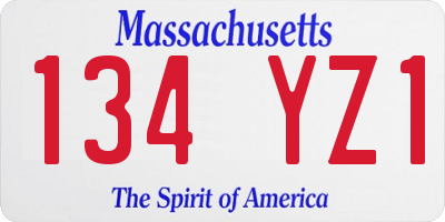 MA license plate 134YZ1