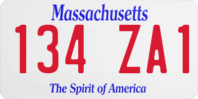 MA license plate 134ZA1