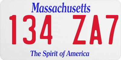 MA license plate 134ZA7