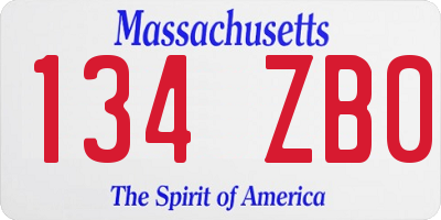 MA license plate 134ZB0
