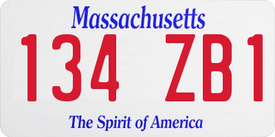 MA license plate 134ZB1