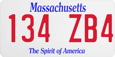 MA license plate 134ZB4