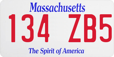 MA license plate 134ZB5