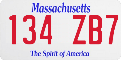 MA license plate 134ZB7