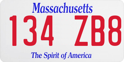 MA license plate 134ZB8